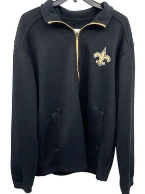 G-III Apparel Group New Orleans Saints Men's Black 1/4-Zip Pullover Jacket‎ Size